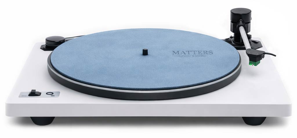 MATTERS premium leather turntable mat – sky blue edition, enhances disc stability and reduces vibrations