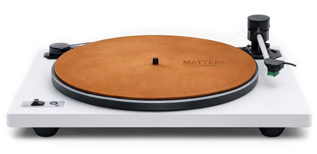 MATTERS premium leather turntable mat – gold edition, enhances disc stability and reduces vibrations